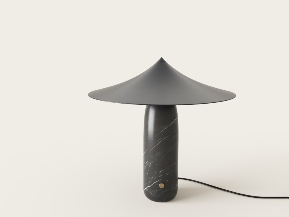 Настольная лампа Kine черный мрамор, черный металлический абажур
