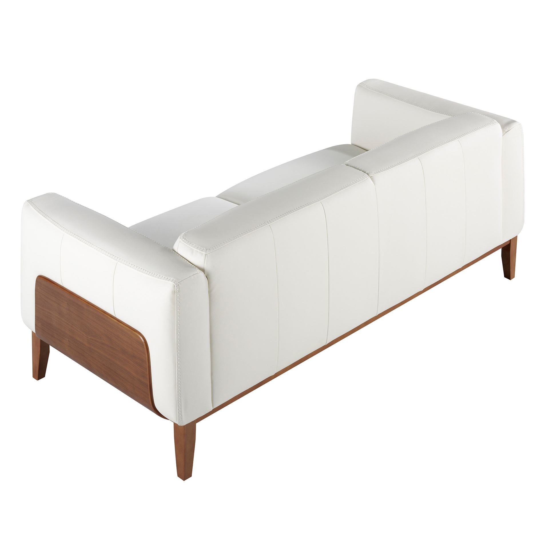 Диван 3-х местный 5353-3P-M9715 /6115 кожаный белый с каркасом из ореха