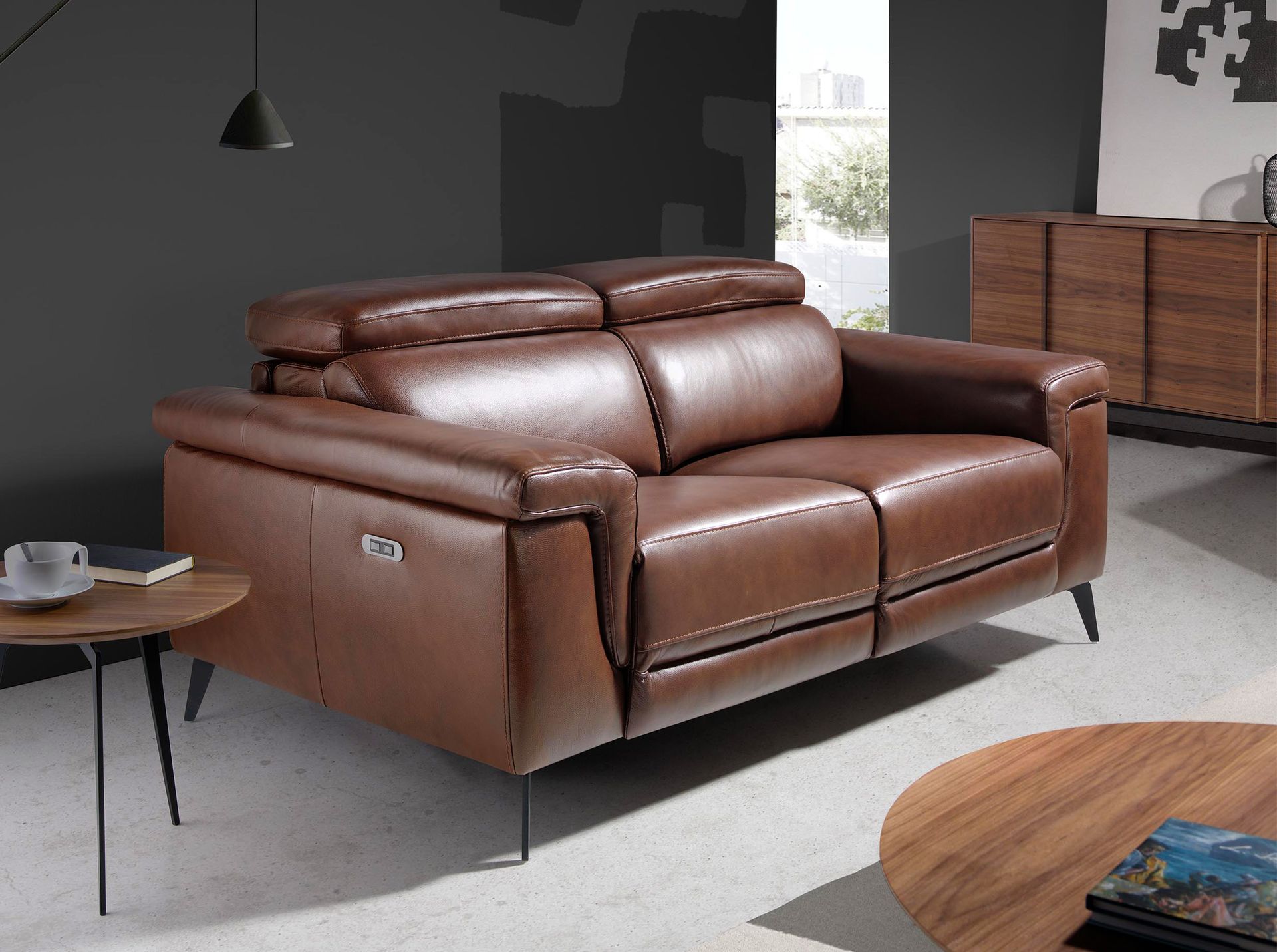 Диван 2-х местный 5319-2P-M1595 /6116 с реклайнером коричневый