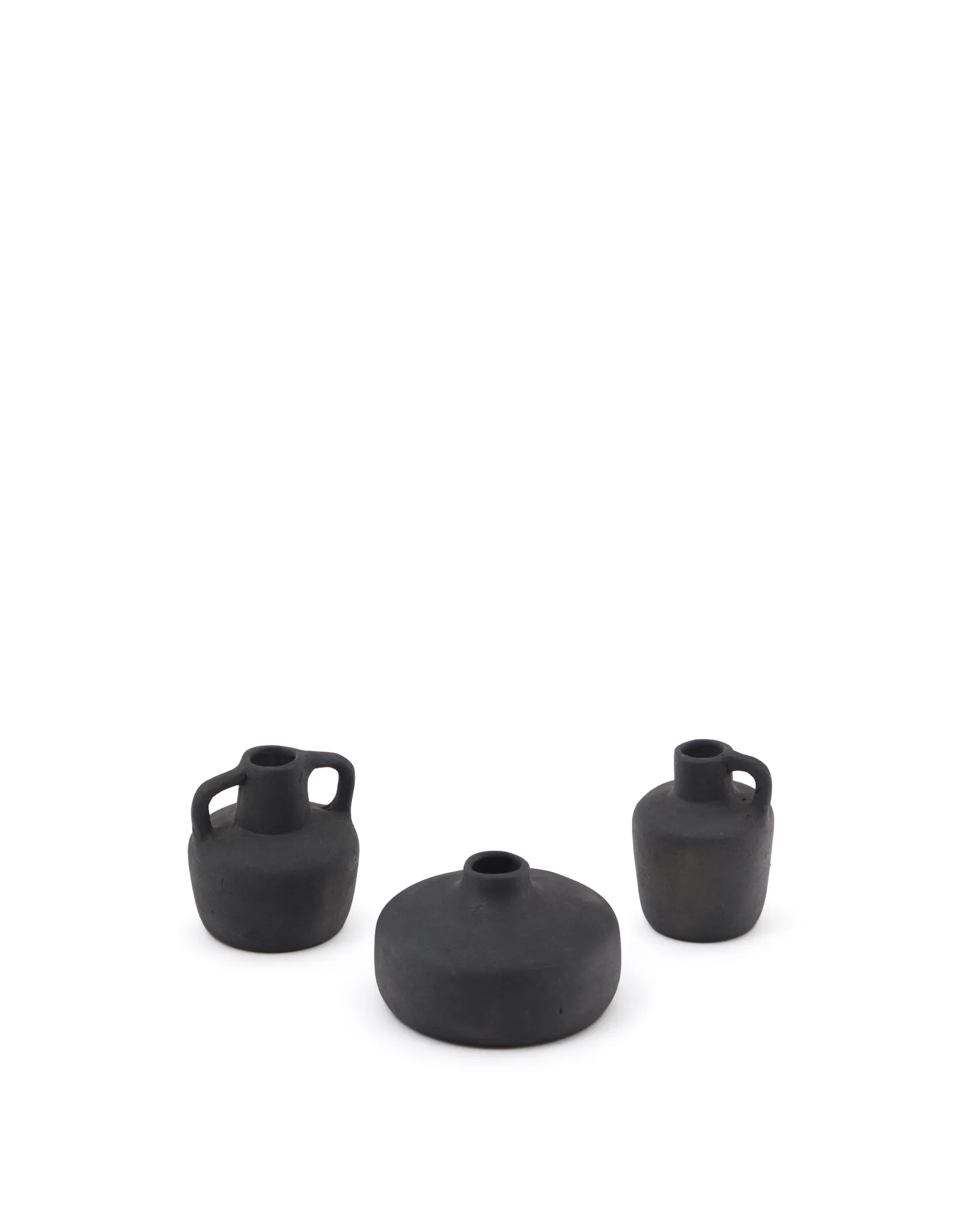 Sofra Набор из 3 терракотовых ваз с черной отделкой, 6 см / 7 см / 10 см