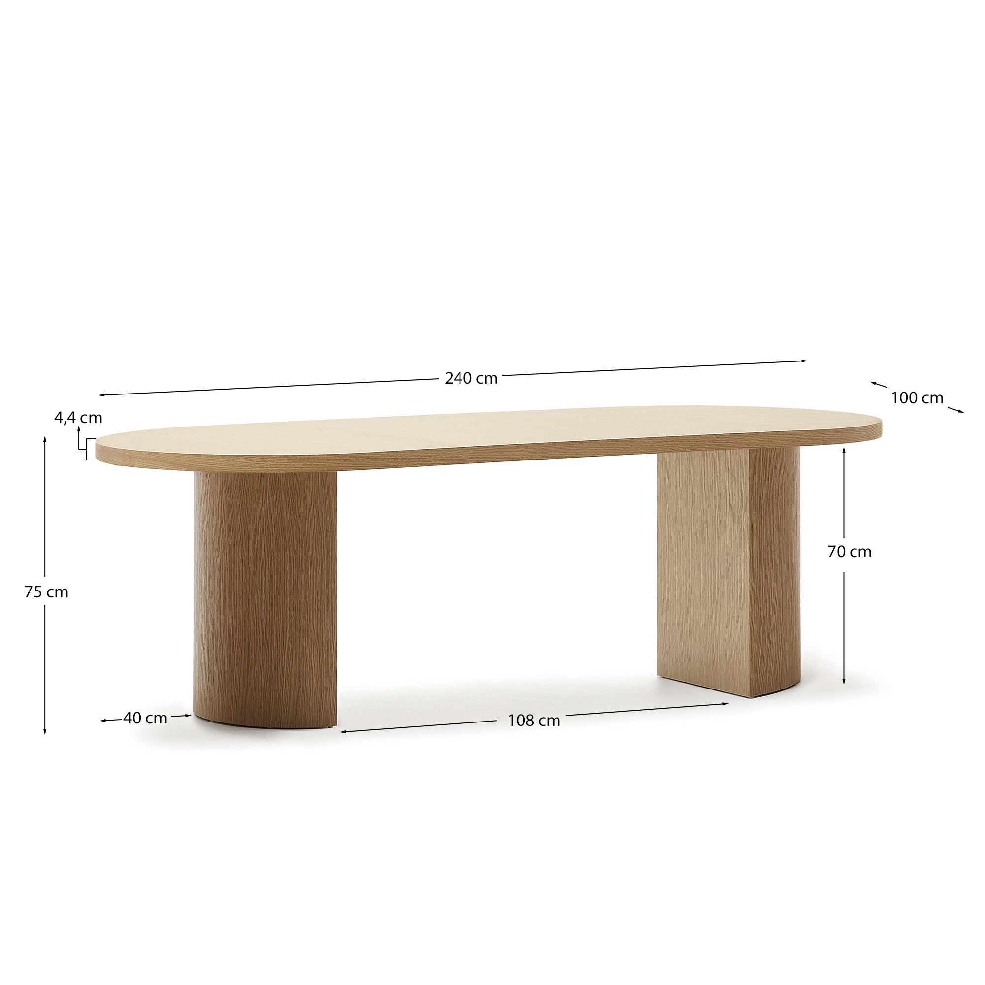 Стол Nealy с дубовым шпоном в натуральной отделке, 240 x 100 см