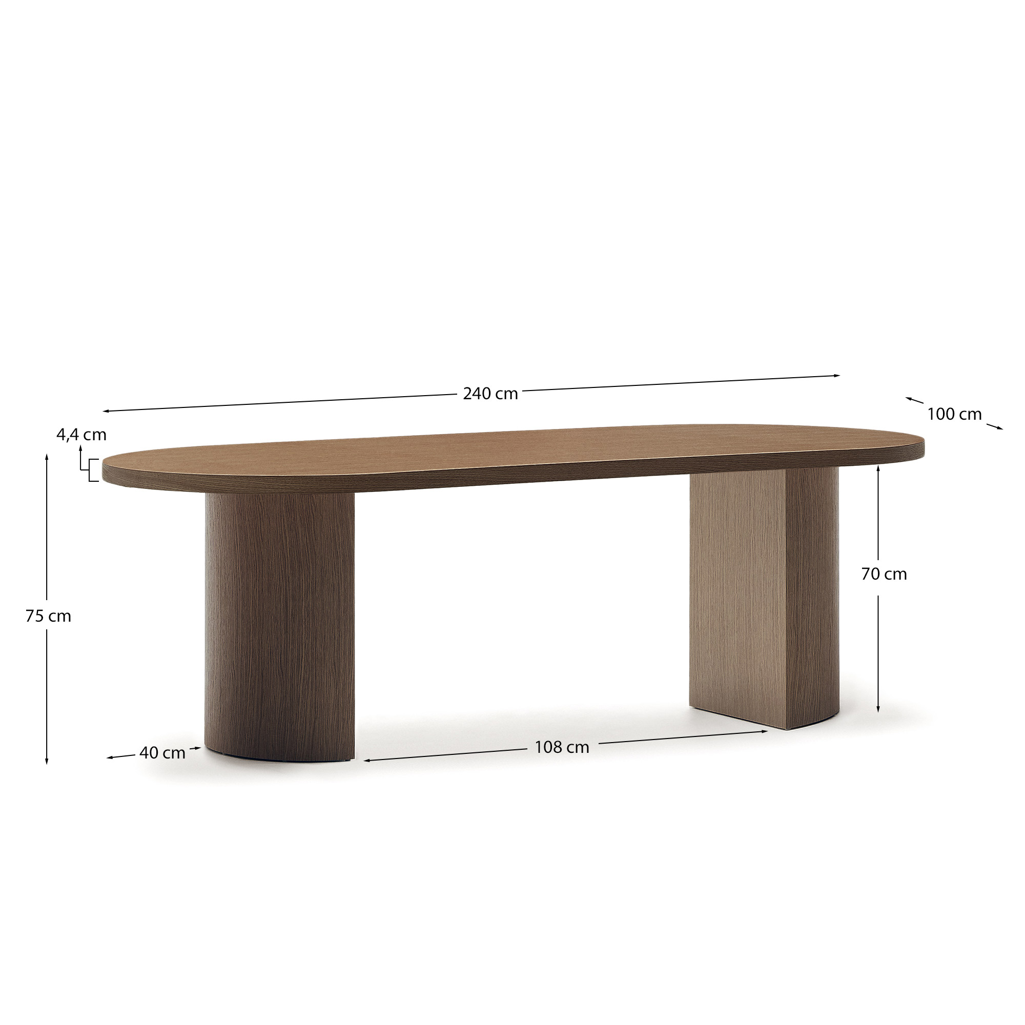 Стол Nealy с ореховым шпоном в темной отделке, 240 x 100 см