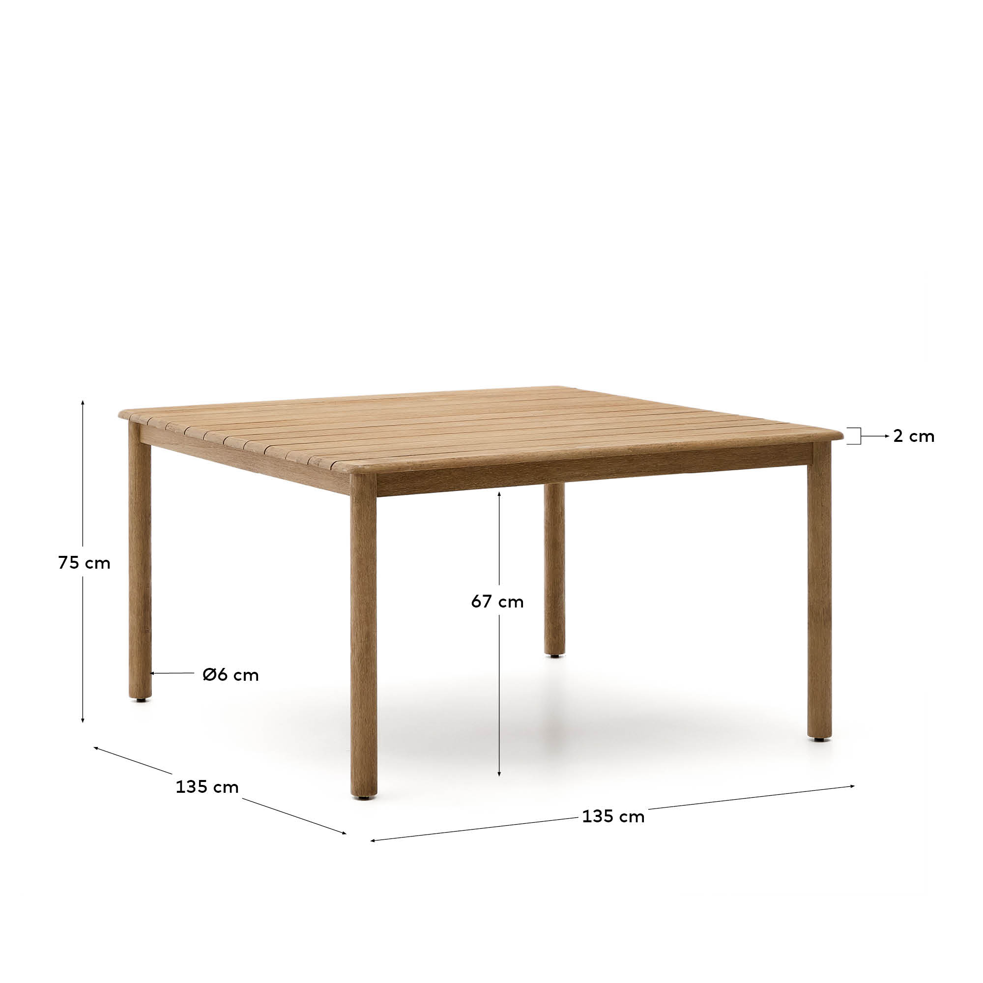 Уличный стол Sori из акации 135 x 135 см