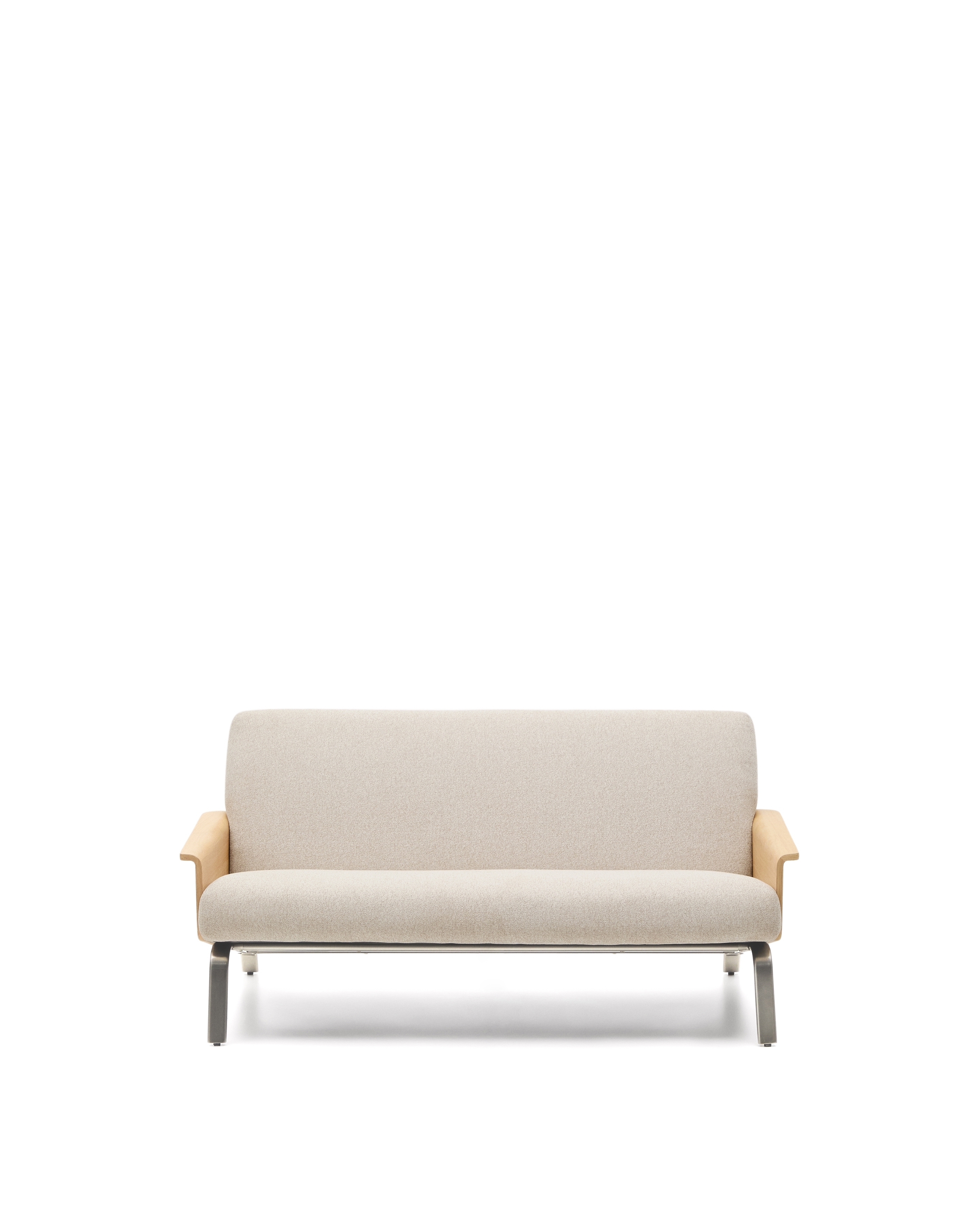 2-местный диван Amsen бежевый с подлокотниками из шпона дуба