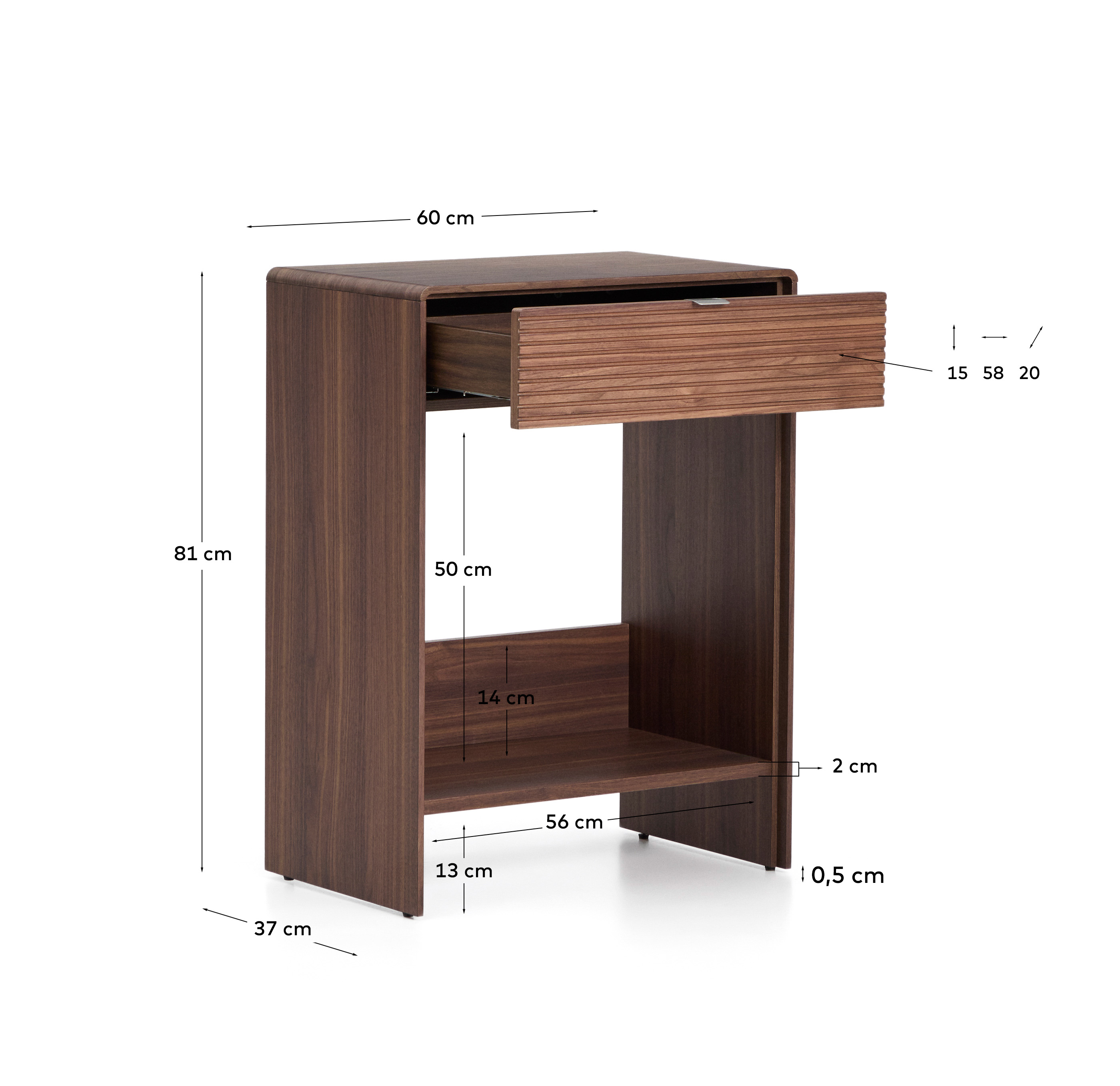 Буфет Norlen с ящиком и полкой из орехового шпона 60 x 81 см