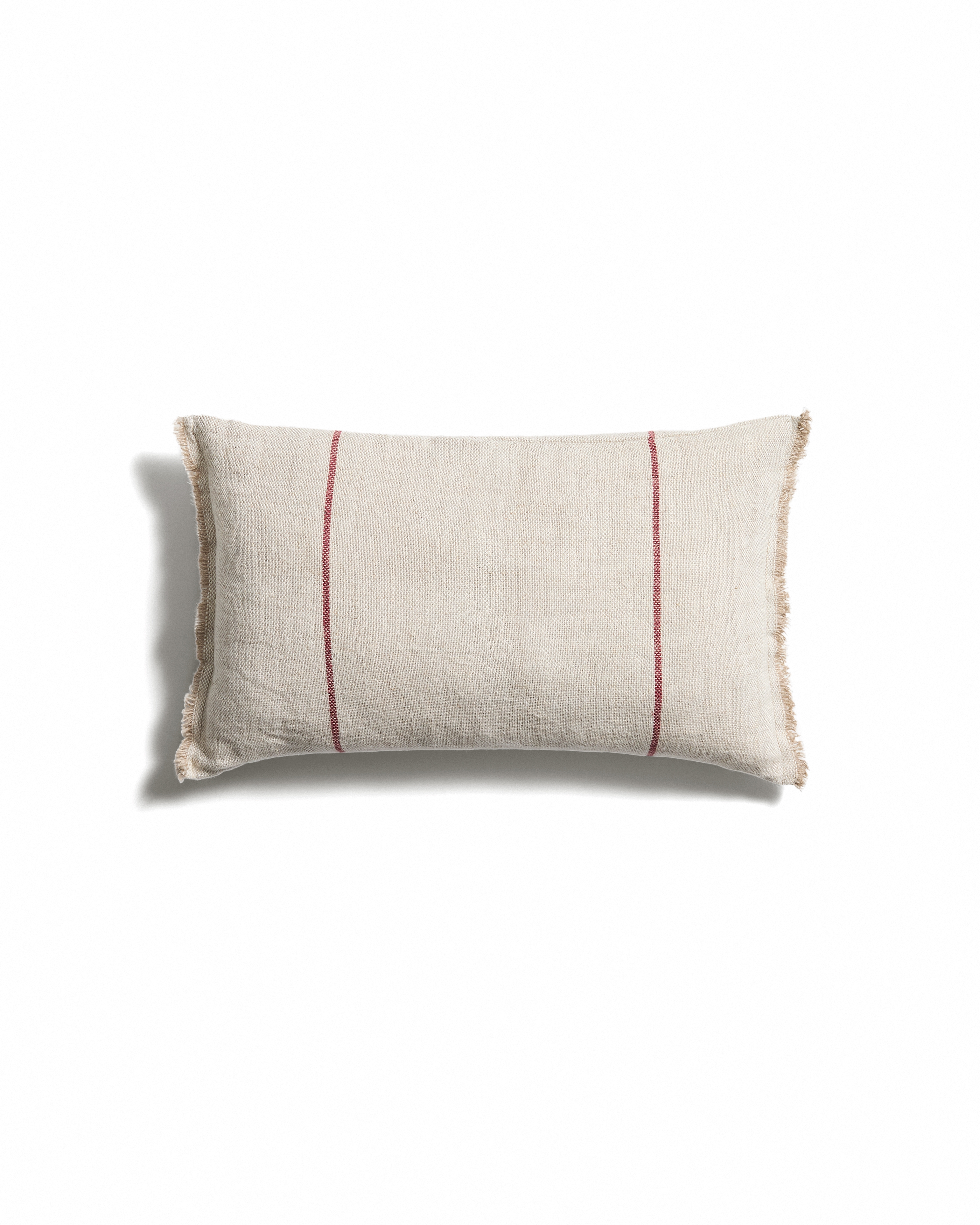 Чехол для подушки Lidore из бежевого льна с красными полосами, 30 x 50 см