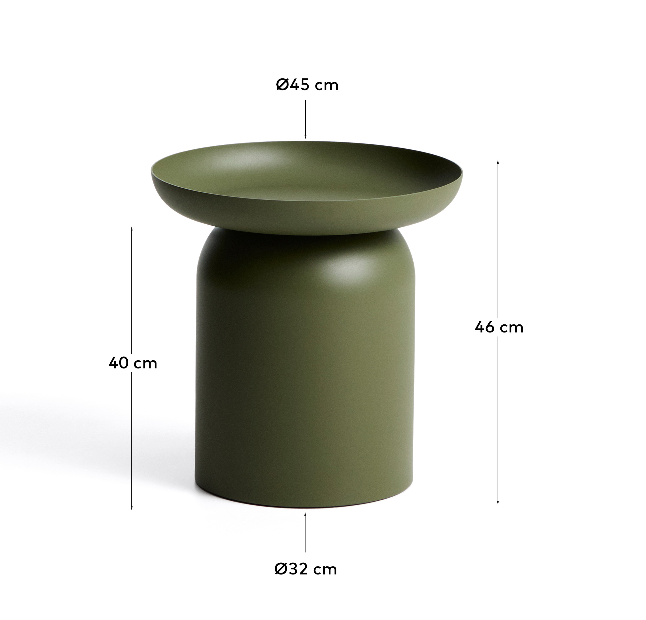 Уличный столик Arcola из зеленого алюминия, диаметр 45 см