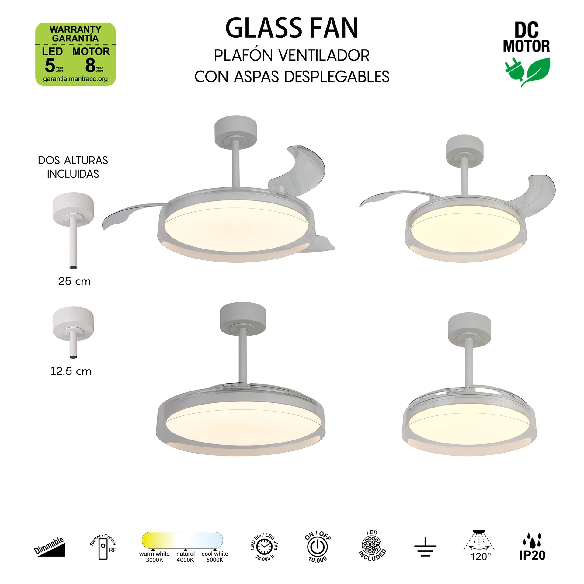 Люстра потолочная-вентилятор GLASS FAN