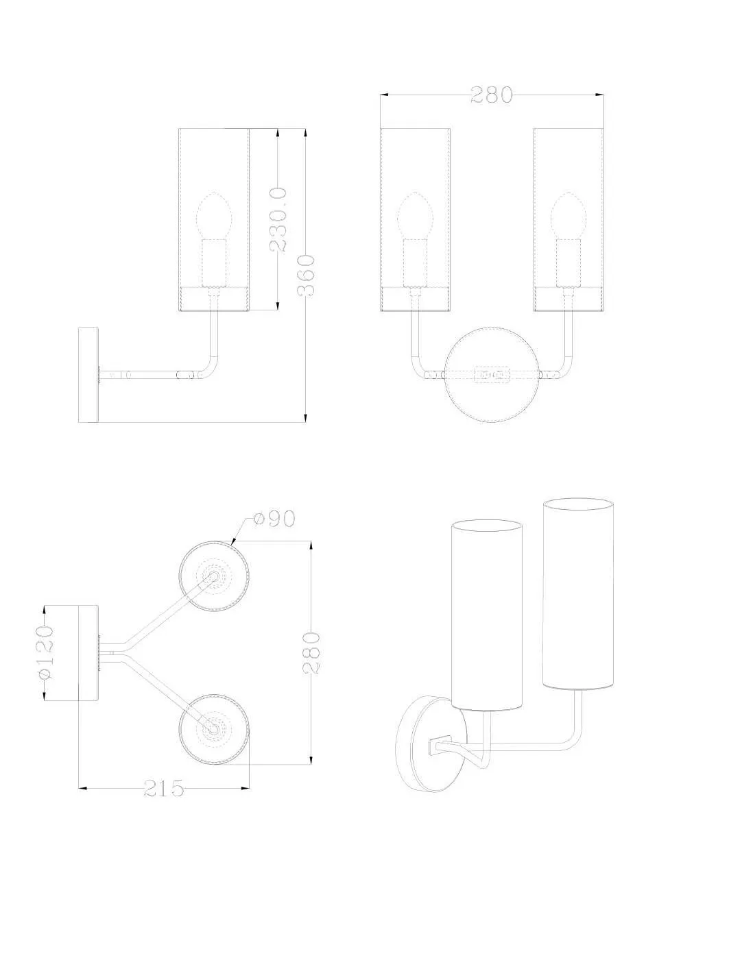 Бра Glass Tube 2 Wall