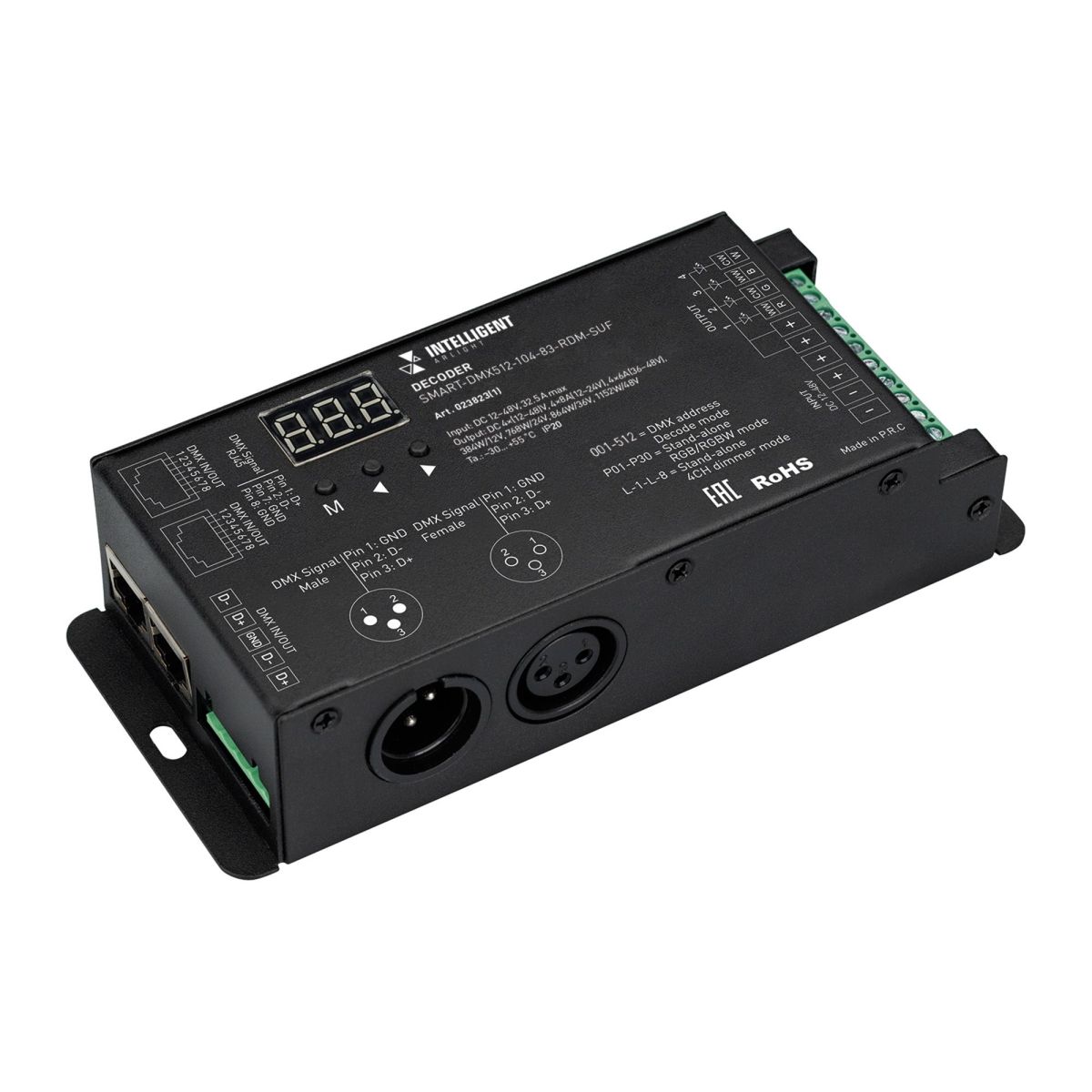 Декодер SMART-DMX512-104-83-RDM-SUF (12-48V, 4x8A, XLR3/RJ45) 023823(1)