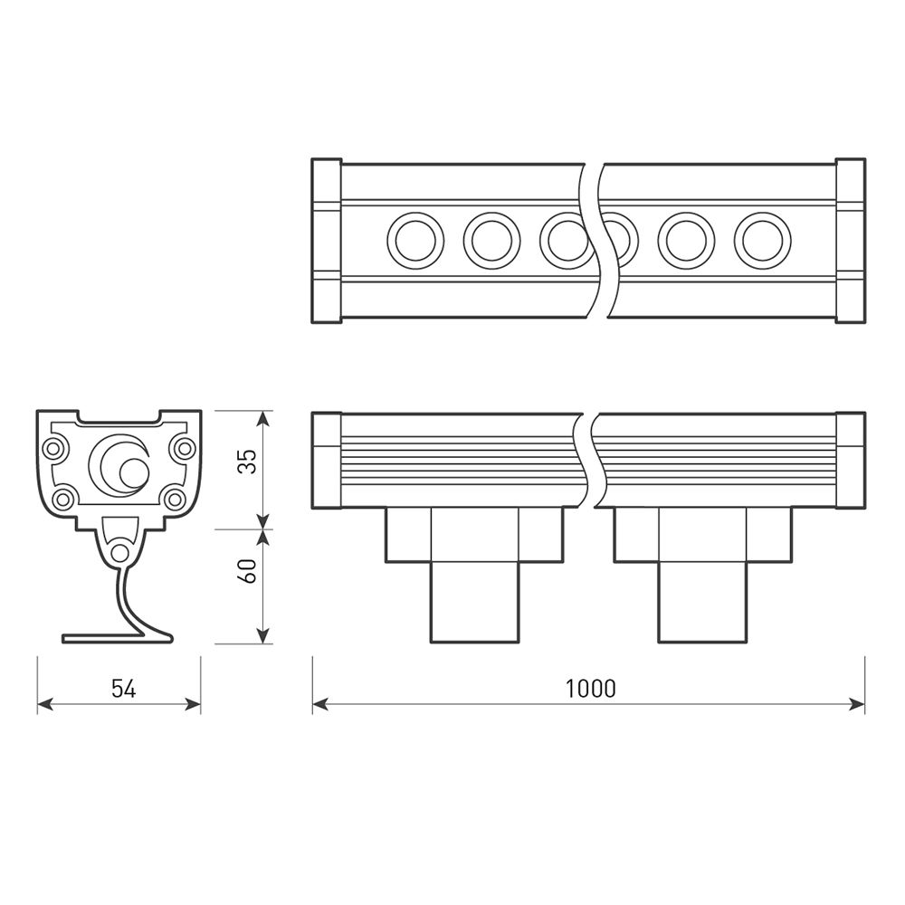 Линейный прожектор AR-LINE-1000-36W Warm (GR, 30 deg, 230V) 024306(1)
