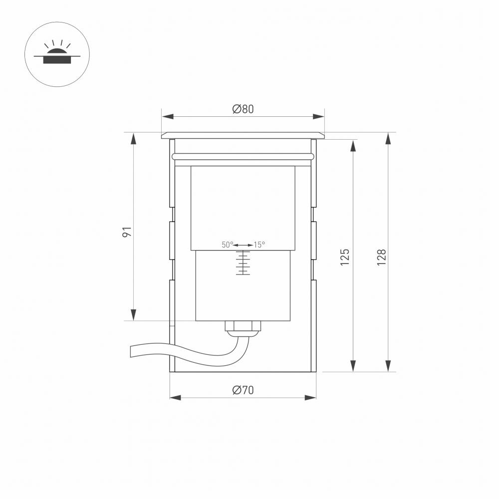 Ландшафтный светодиодный светильник ART-Ground-Zoom-R80-8W Warm3000 028065