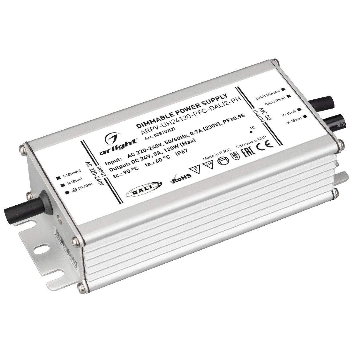 Блок питания ARPV-UH24120-PFC-DALI2-PH (24V, 5.0A, 120W, IP67) 028107(2)