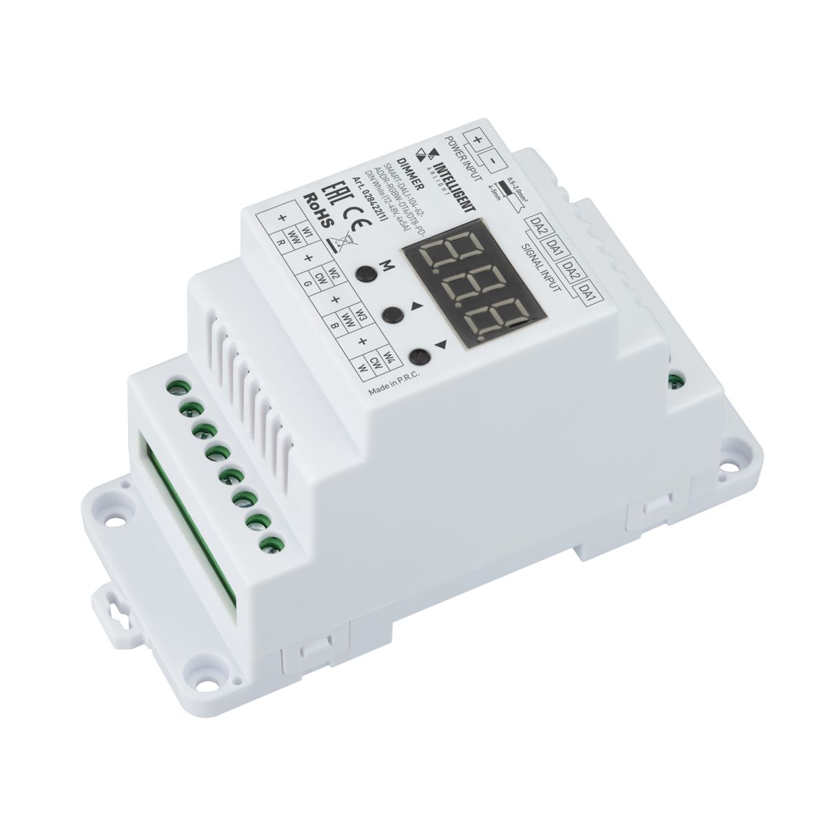 Диммер SMART-DALI-104-62-ADDR-RGBW-DT6/DT8-PD-DIN White (12-48V, 4x5А) (IARL, IP20 Пластик) 028422(1)