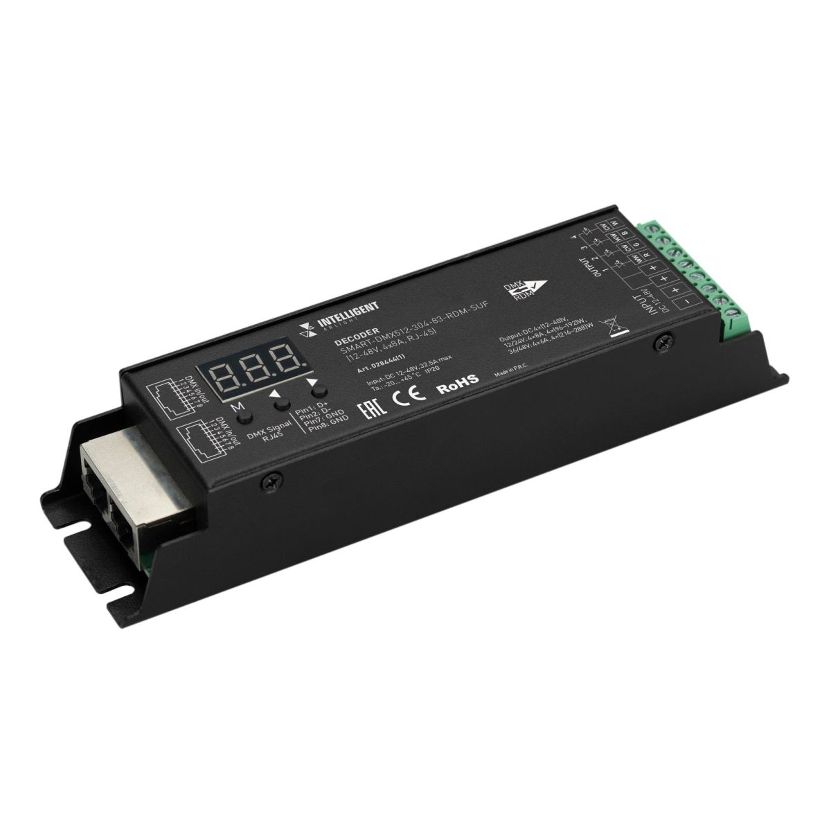 Декодер SMART-DMX512-304-83-RDM-SUF Black (12-48V, 4x8A, RJ-45) 028444(1)
