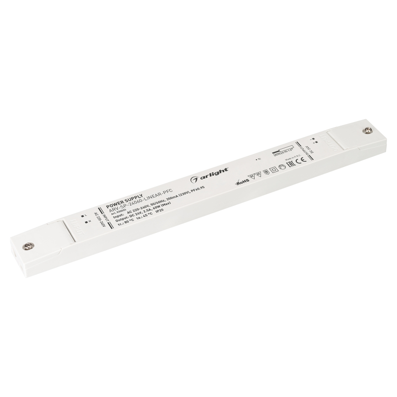 Блок питания ARV-SP-24060-Linear-PFC (24V, 2.5A, 60W) 032624