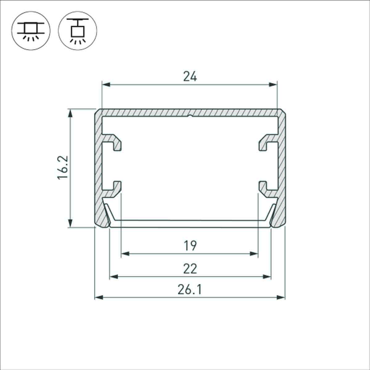 Алюминиевый профиль PLS-Lock-H16-SMT-2000 Anod 033224