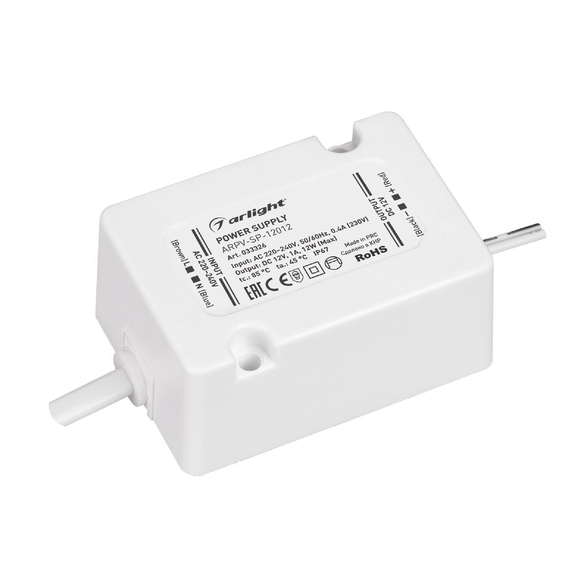 Блок питания ARPV-SP-12012 (12V, 1A, 12W) 033326
