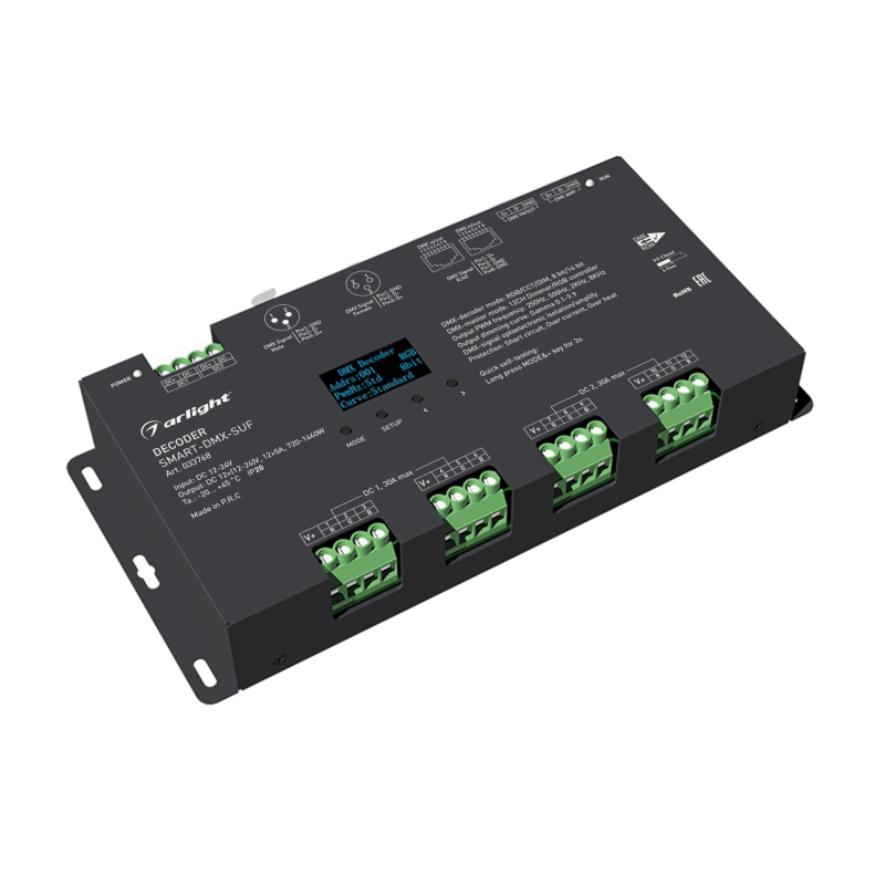 Декодер Smart-DMX-SUF (12-24V, 12x5A, XLR3, RJ45) 033768