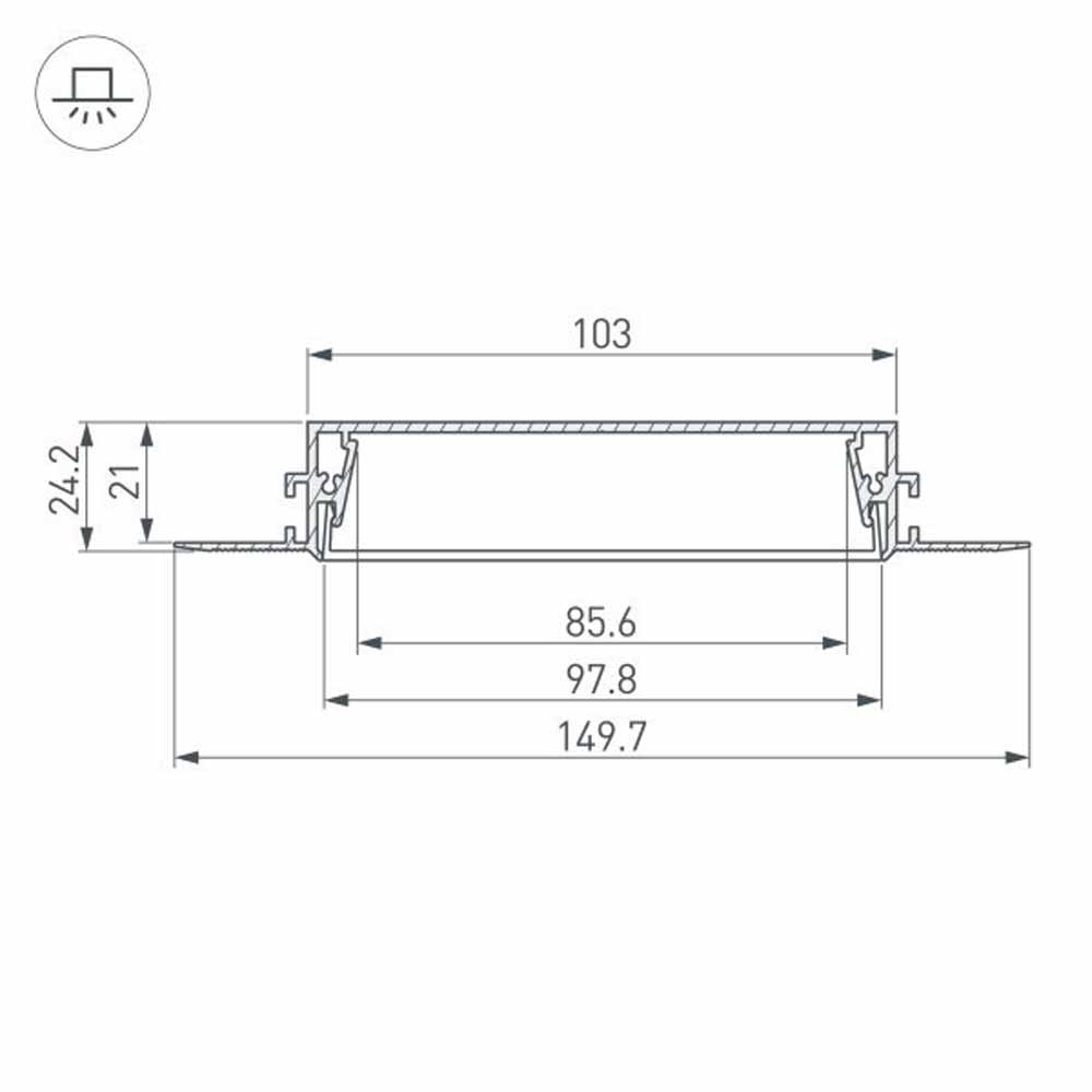 Алюминиевый профиль SL-Linia97-Fantom-2000 Anod 034987