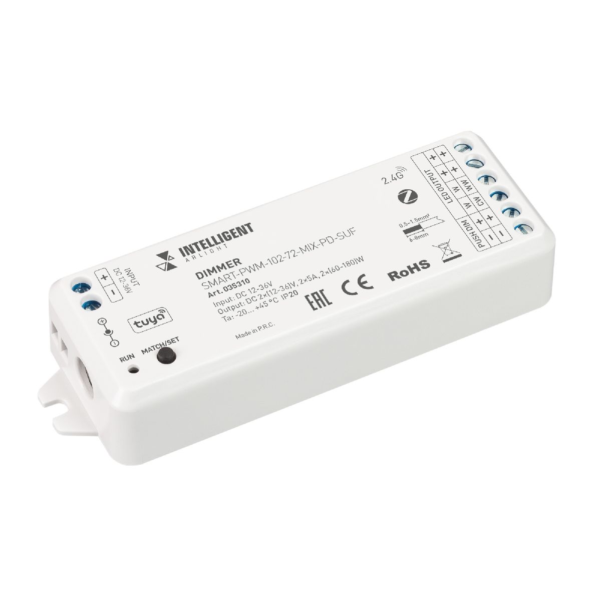 Диммер SMART-PWM-102-72-MIX-PD-SUF (12-36V, 2x5A, ZB, 2.4G) 035310