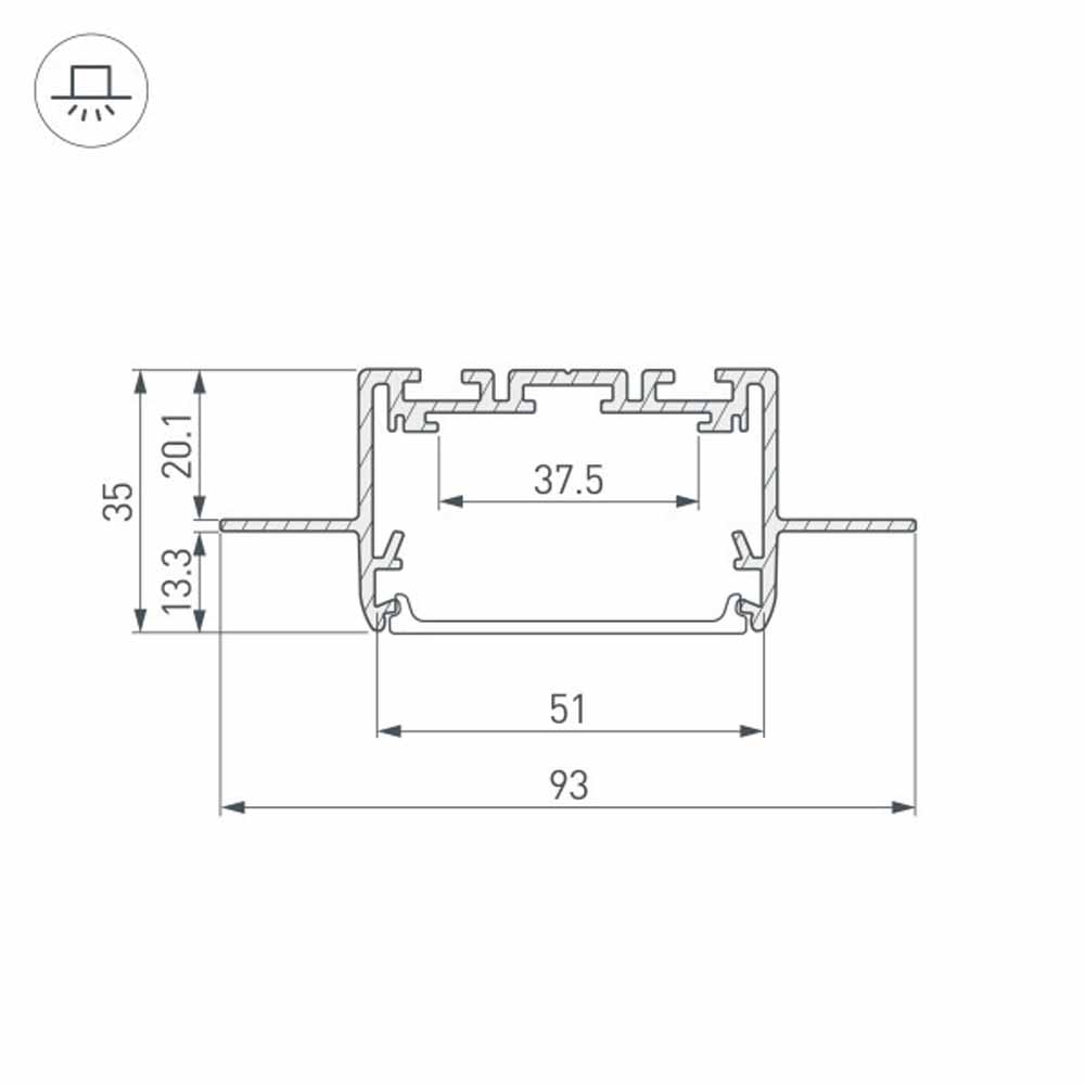 Алюминиевый профиль SL-Linia55-Fantom-2500 Anod 035650