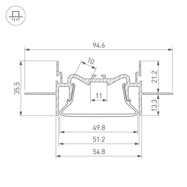 Алюминиевый профиль Foled-50-Ceil-Center-2000 035769