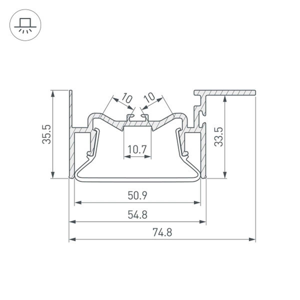 Алюминиевый профиль Foled-50-Ceil-Side-2000 035770