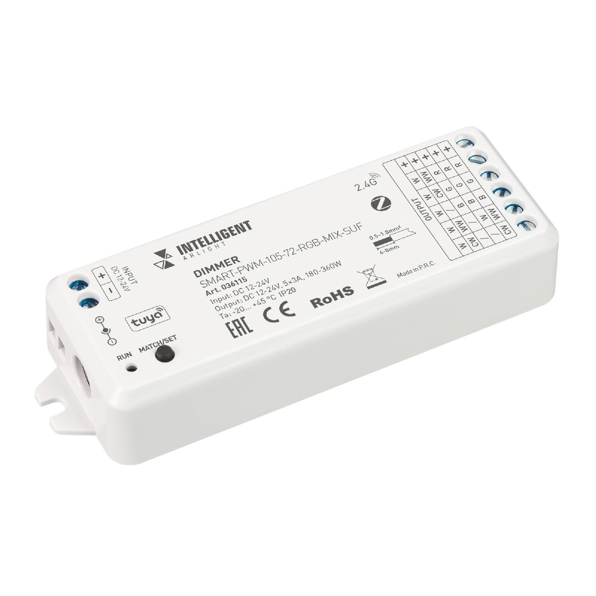 Диммер SMART-PWM-105-72-RGB-MIX-SUF (12-24V, 5x3A, ZB, 2.4G) 036115