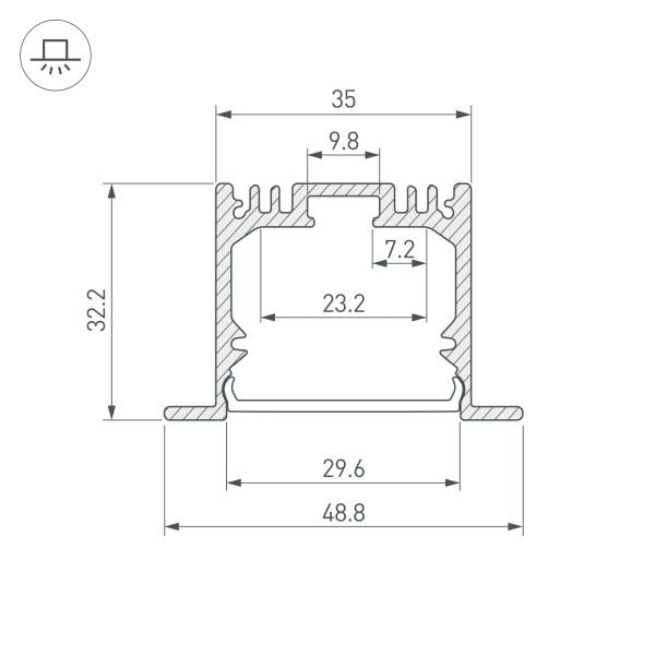 Алюминиевый профиль ARH-Power-W35-3000 Anod 036136