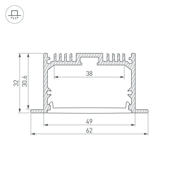 Алюминиевый профиль ARH-Power-W35-3000 Anod 036136