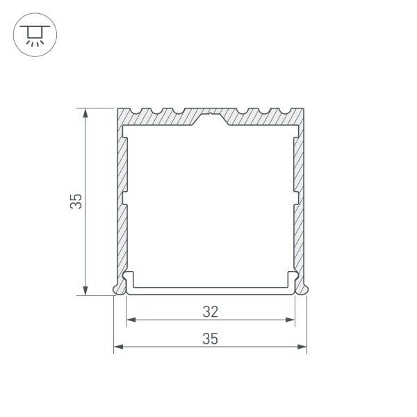 Алюминиевый профиль ARH-Power-W35-3000 Anod 036136