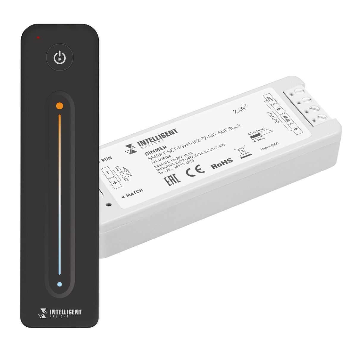 Диммер SMART-SET-PWM-102-72-MIX-SUF Black (12-24V, 2x5A, ПДУ LINE, 2.4G) 036186