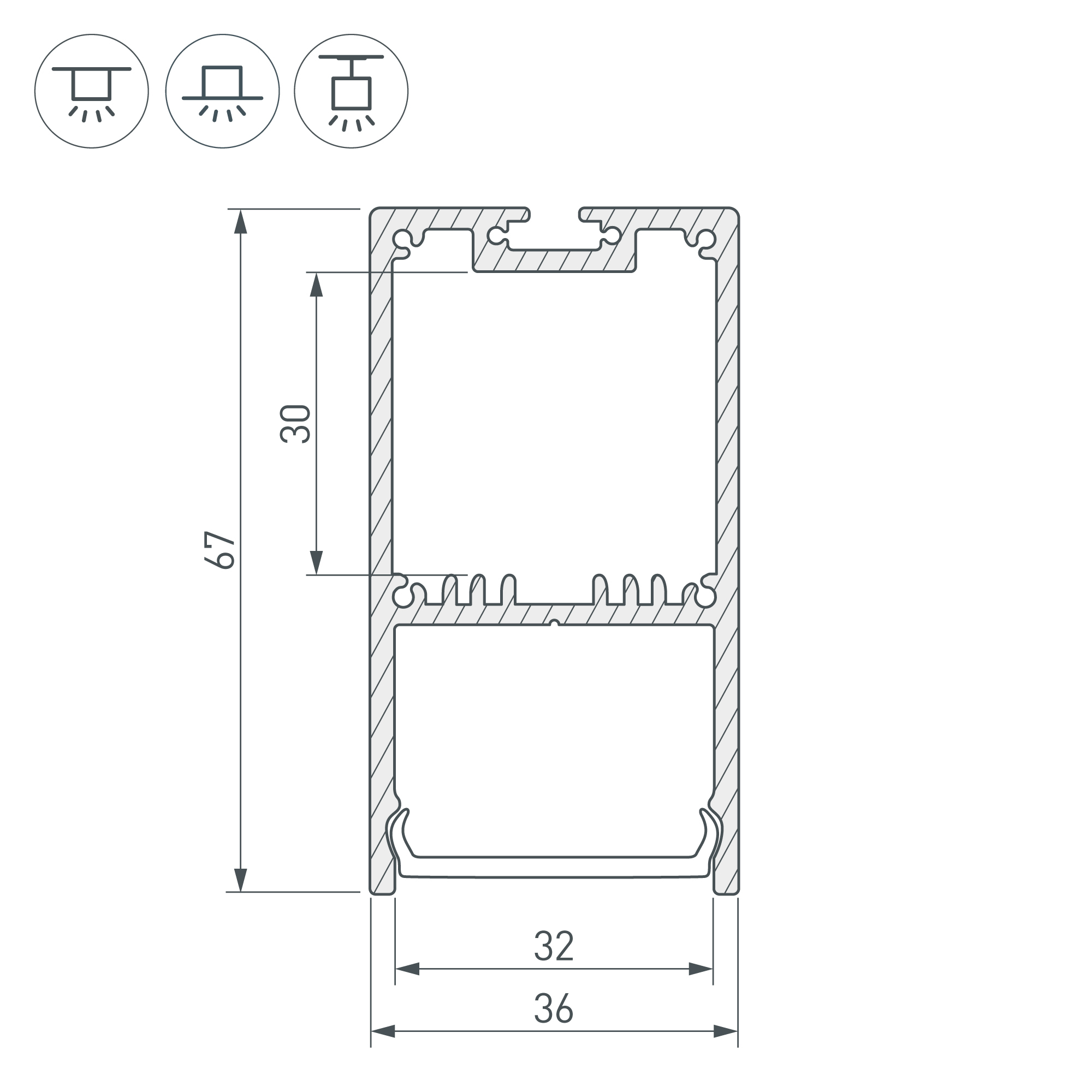 Алюминиевый профиль с экраном SL-LINE-3667-2500 WHITE+OPAL 036303