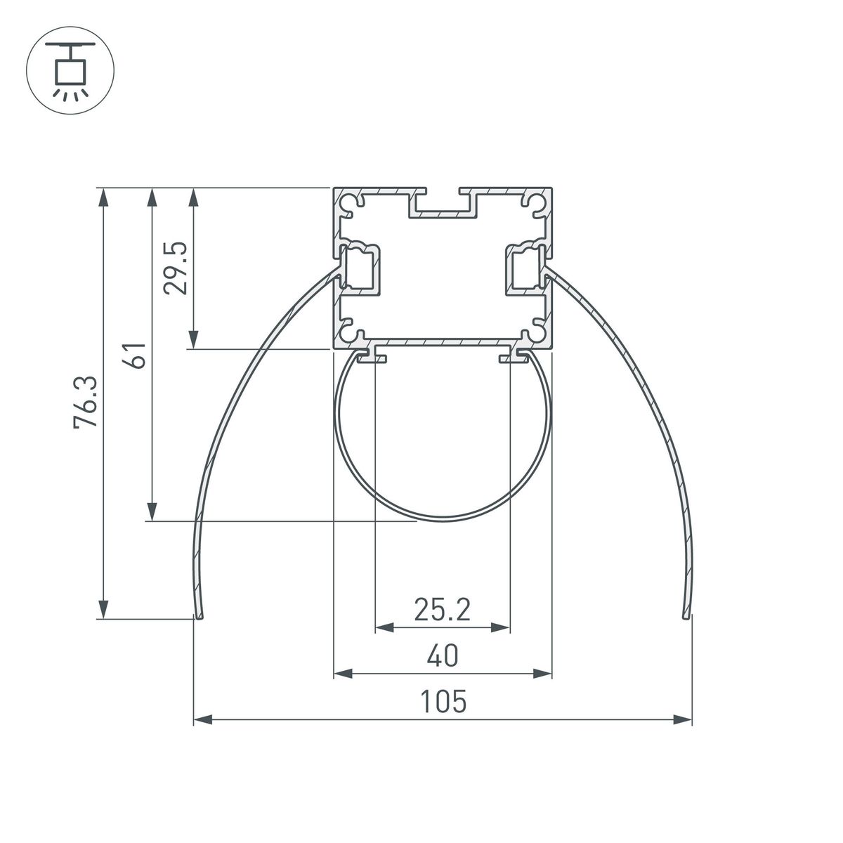 Алюминиевый профиль ARH-Power-W154-Comfort-2000 Anod 036343