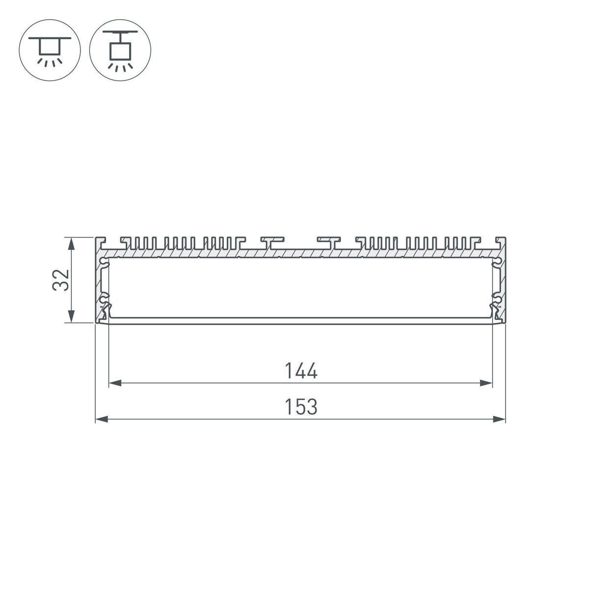 Алюминиевый профиль ARH-Power-W150-2000 Anod 036368