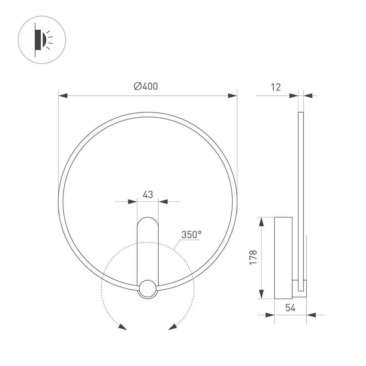 Настенный светильник SP-Vinci-Ring-R400-13W Warm3000 036506