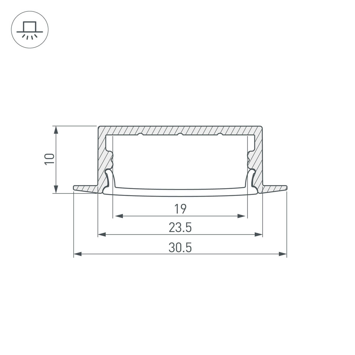 Алюминиевый профиль с экраном ARH-Wide-F-H10-2000 Anod+Opal 036769