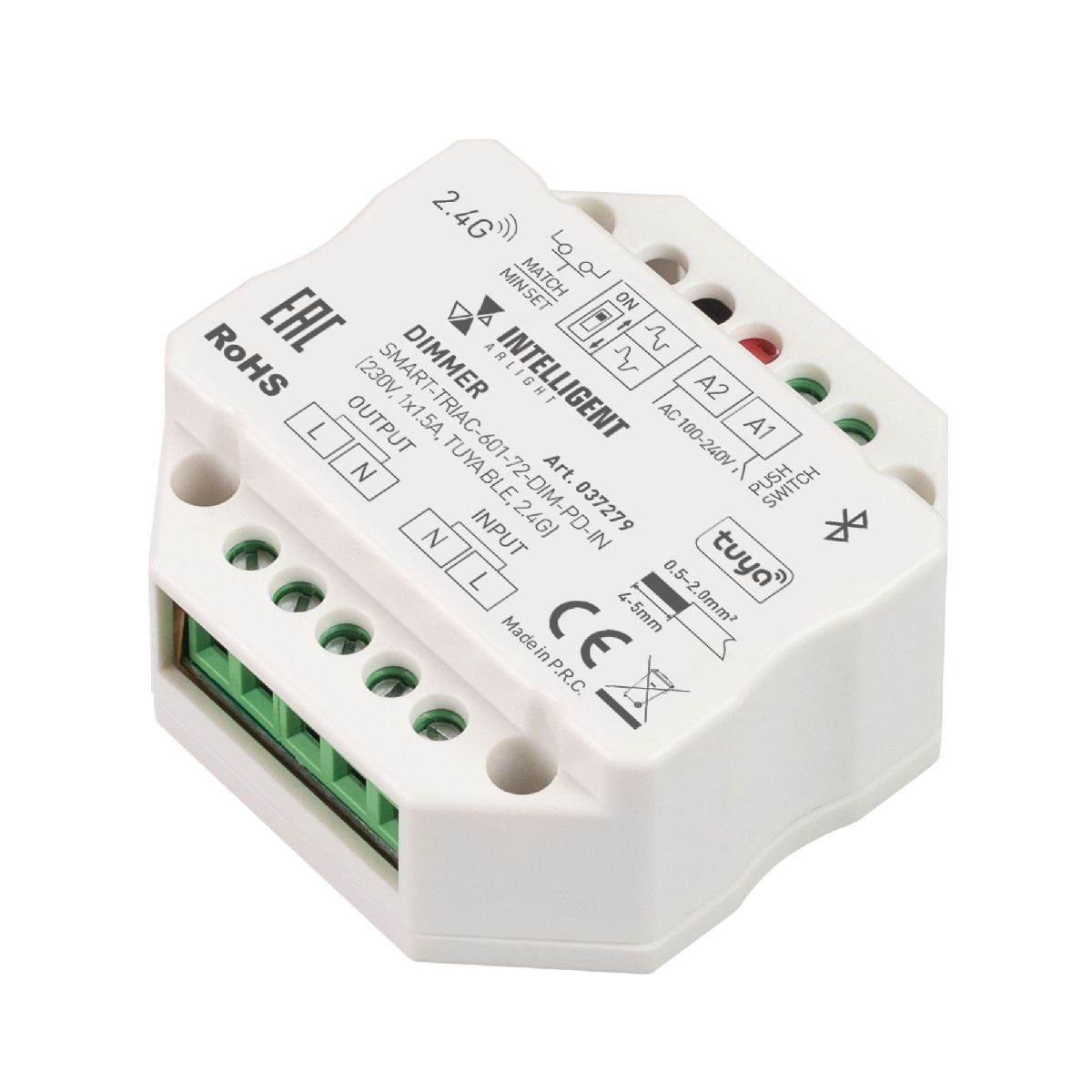 Диммер SMART-TRIAC-601-72-DIM-PD-IN (230V, 1x1.5A, TUYA BLE, 2.4G) 037279