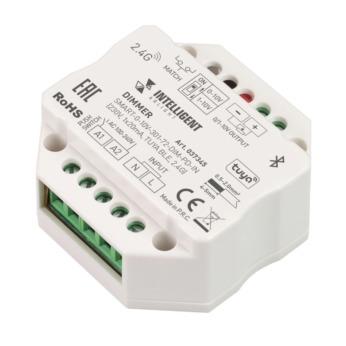 Диммер SMART-0-10V-301-72-DIM-PD-IN (230V, 1x20mA, TUYA BLE, 2.4G) 037345