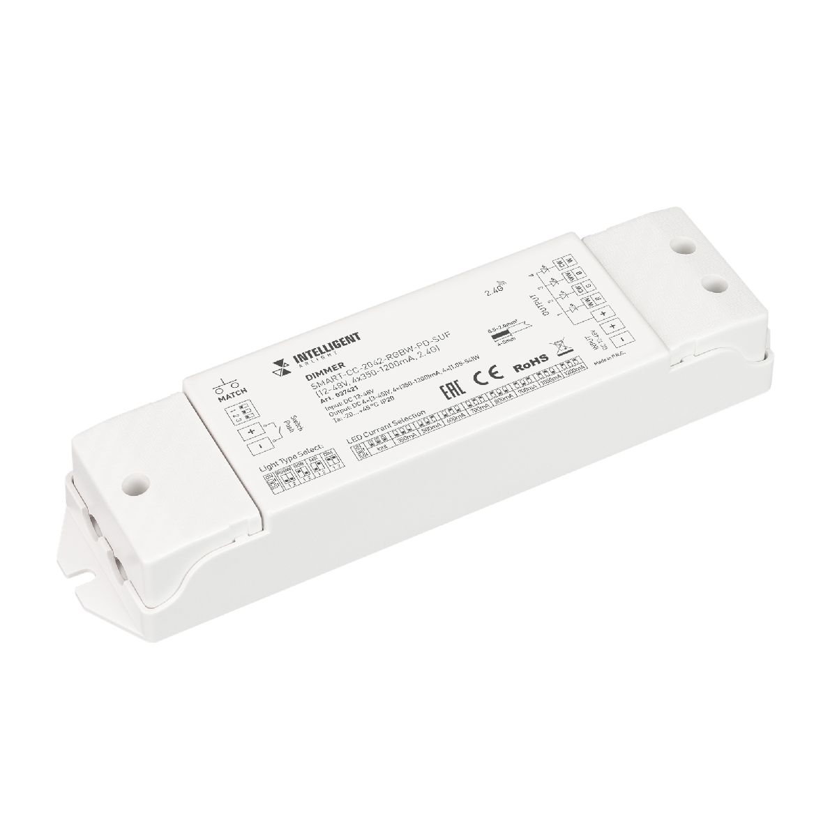 Диммер SMART-CC-2042-RGBW-PD-SUF (12-48V, 4x350-1200mA, 2.4G) 037421