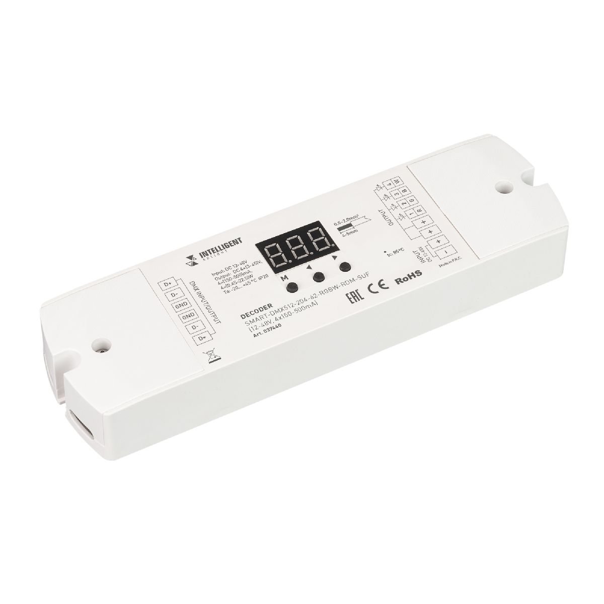 Декодер SMART-DMX512-204-62-RGBW-RDM-SUF (12-48V, 4x150-500mA) 037440
