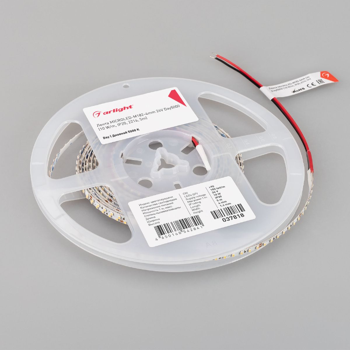Светодиодная лента MICROLED-M182-4mm 24V Day5000 10 W/m, IP20, 2216, 5m 037818