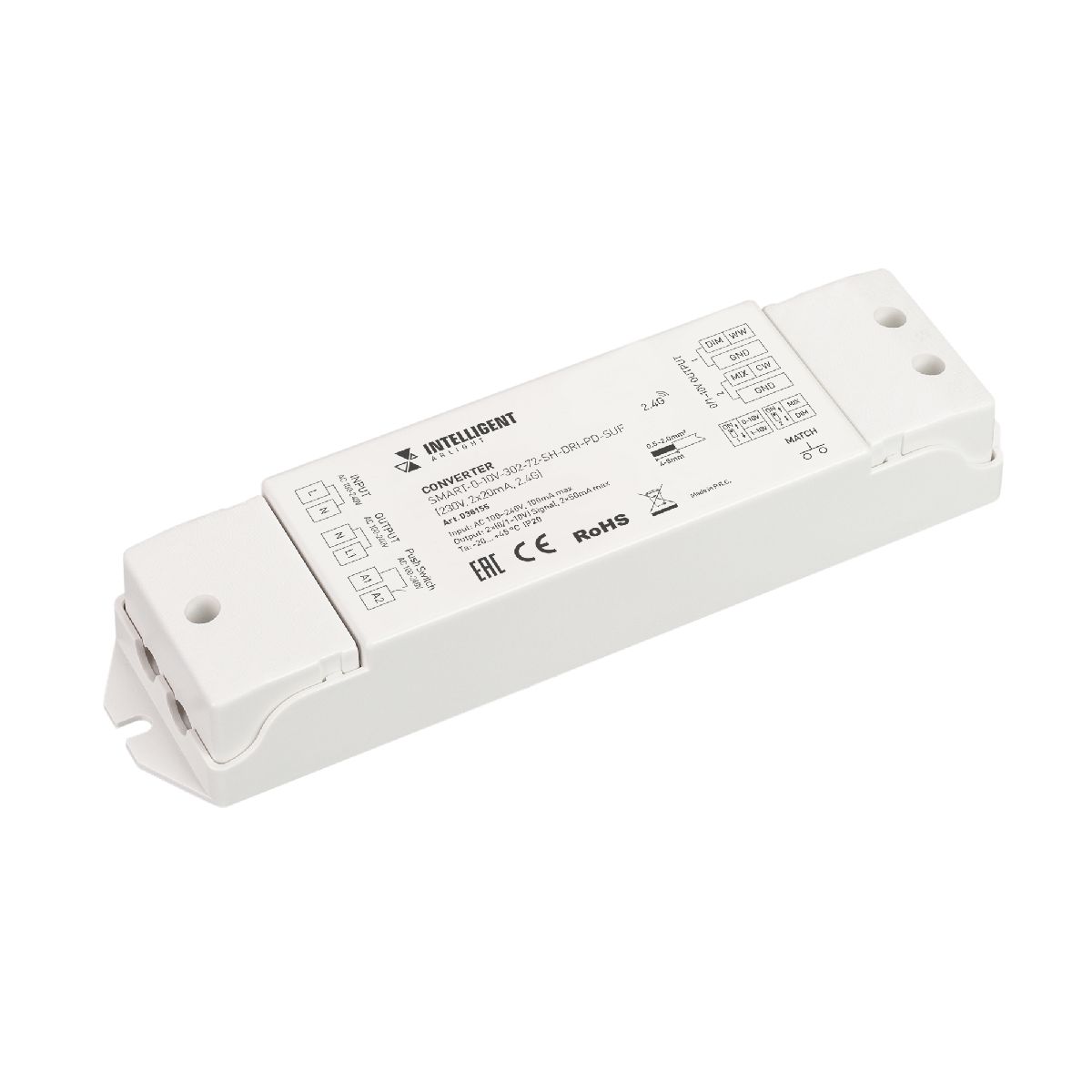 Конвертер SMART-0-10V-302-72-SH-DRI-PD-SUF (230V, 2x20mA, 2.4G) 038155