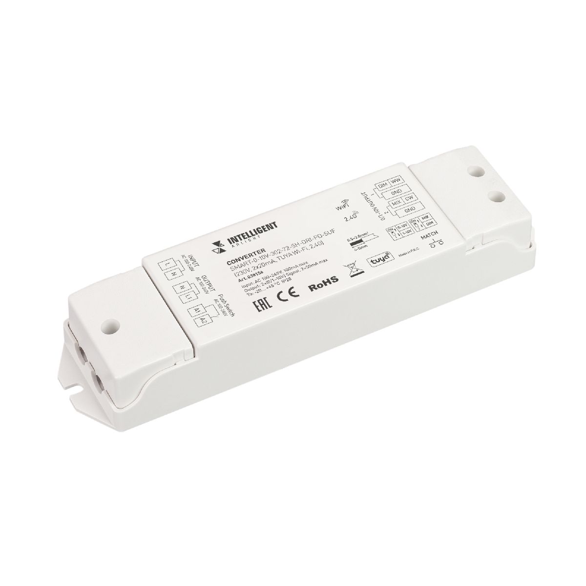 Конвертер SMART-0-10V-302-72-SH-DRI-PD-SUF (230V, 2x20mA, TUYA Wi-Fi, 2.4G) 038156