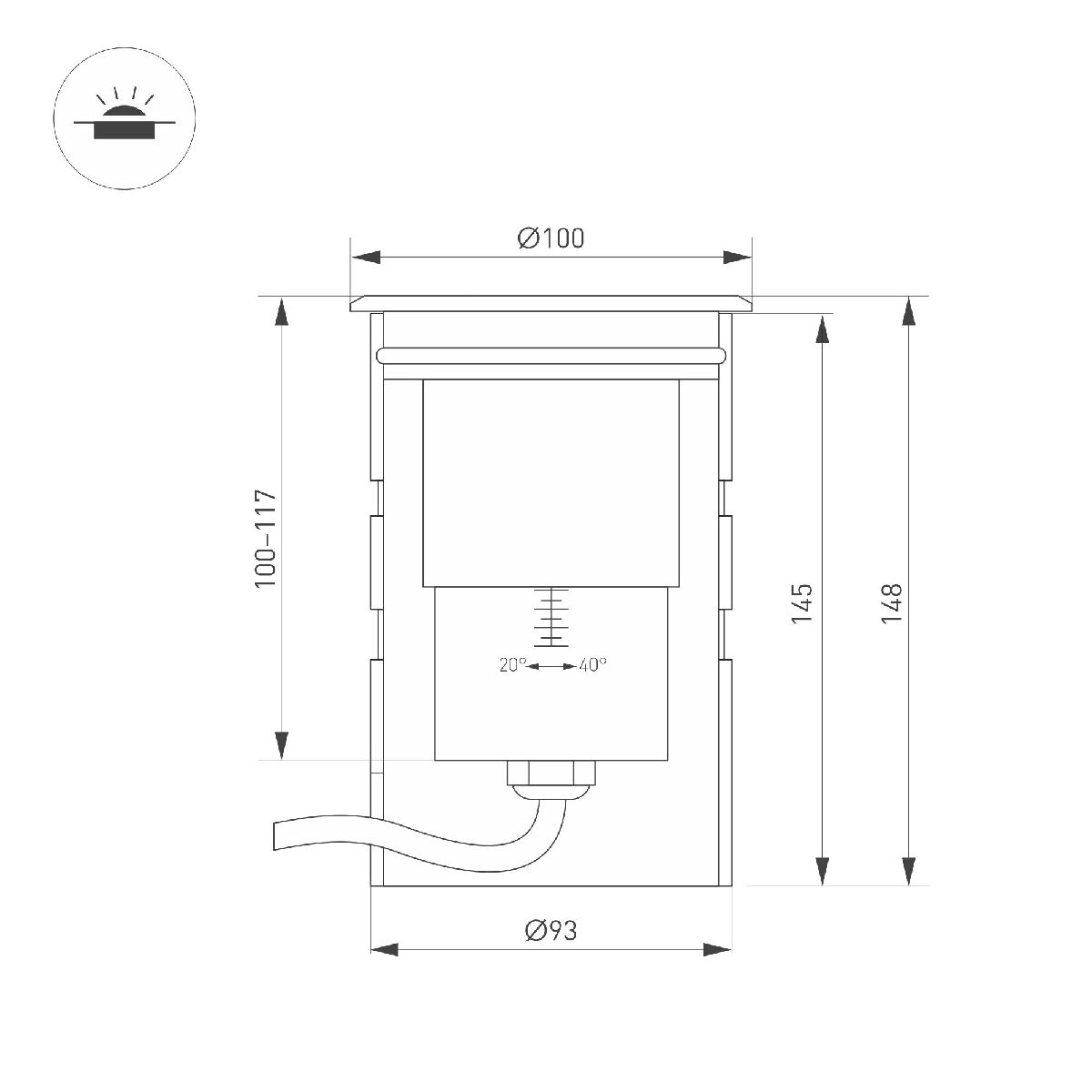 Грунтовый светильник ART-GROUND-ZOOM-R100-15W Warm3000 038172