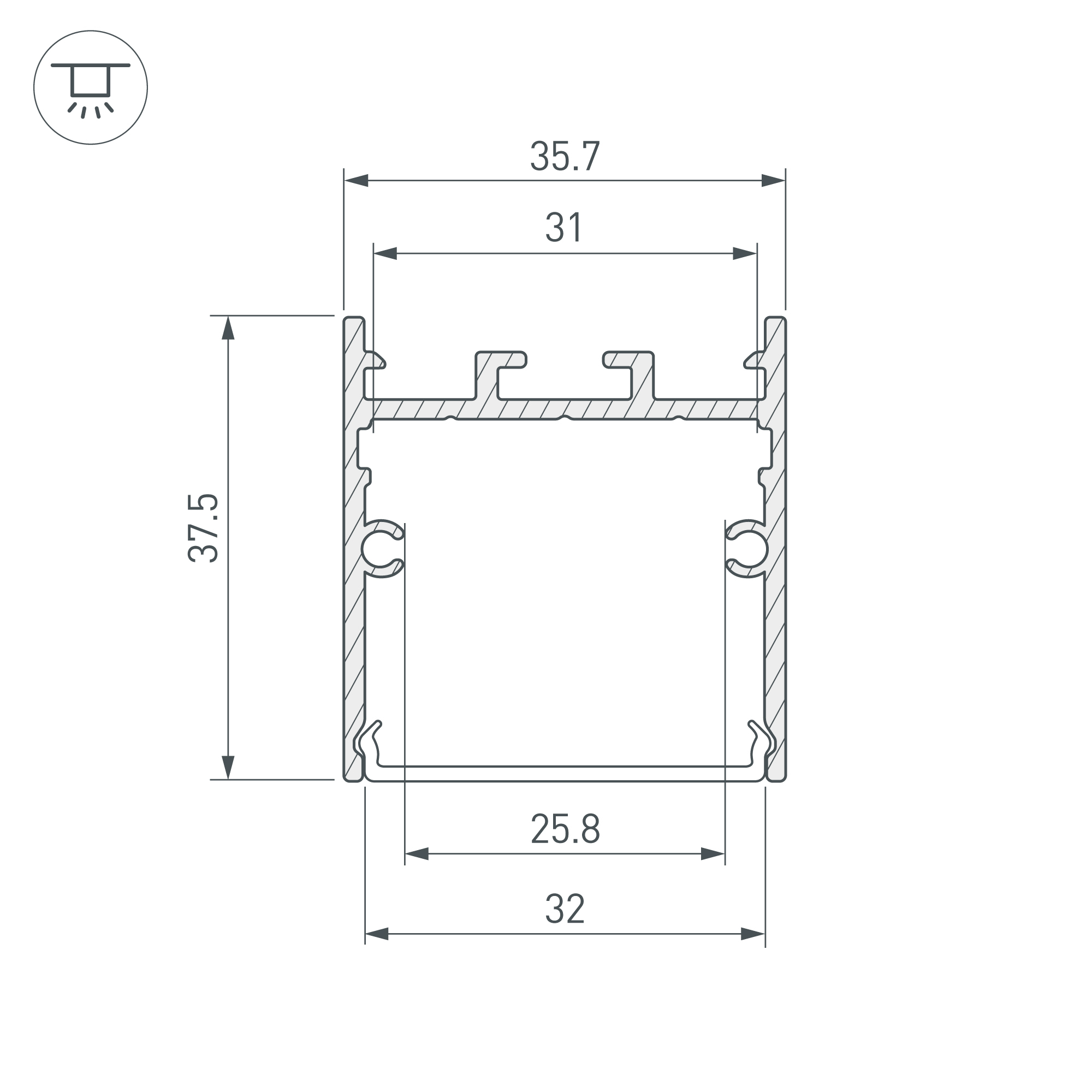 Алюминиевый профиль SL-LINE-3638-LW-2000 ANOD 038362