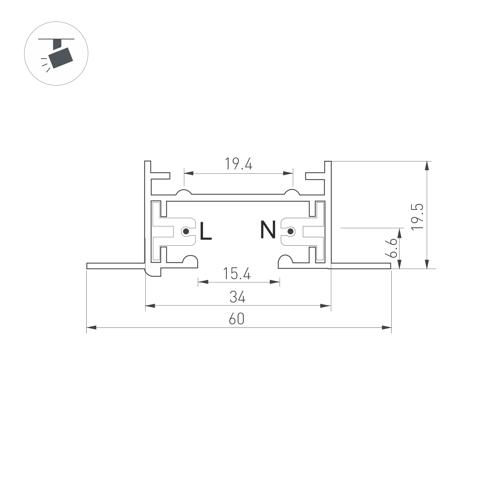 Шинопровод LGD-2TR-TRACK-F-1000-WH-M (C) 038670