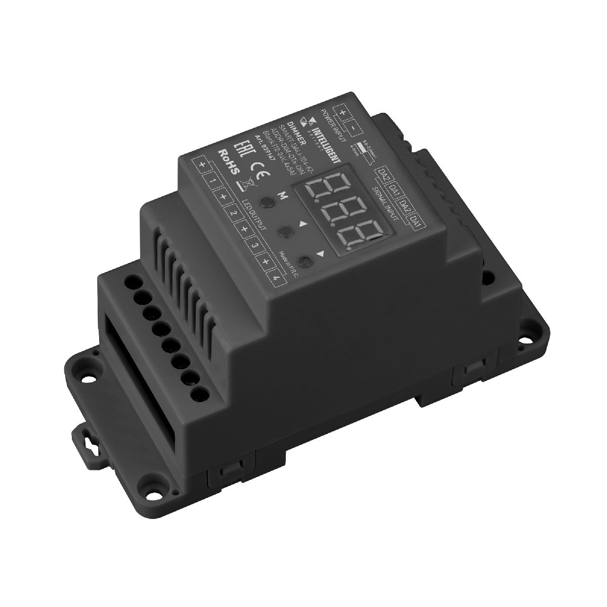 Диммер SMART-DALI-104-62-ADDR-DIM-DT6-DIN Black (12-24V, 4x5A) 039147