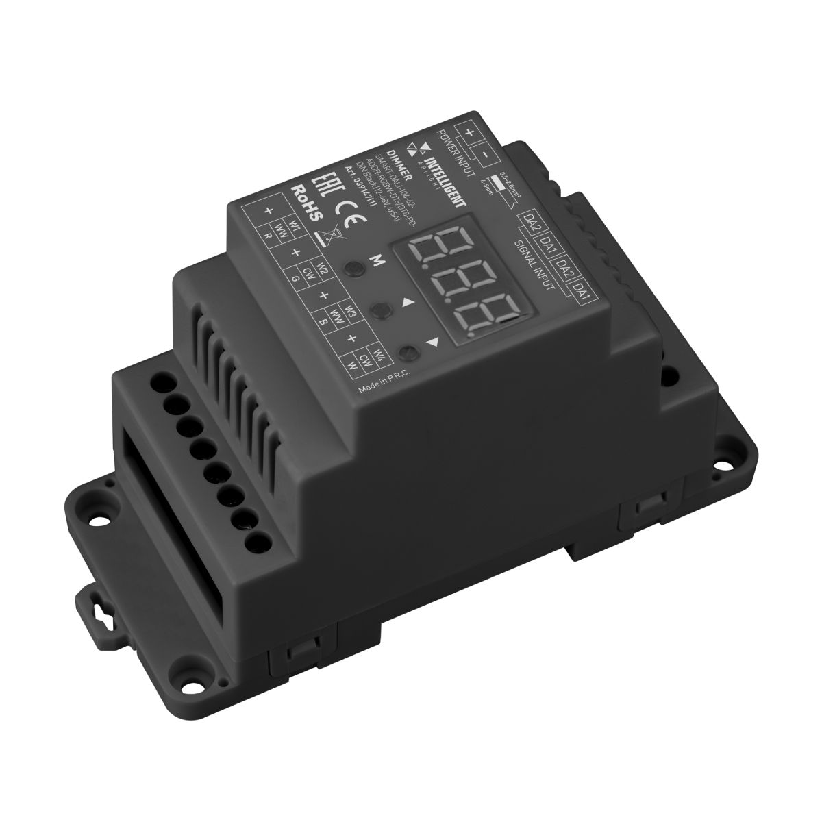 Диммер SMART-DALI-104-62-ADDR-RGBW-DT6/DT8-PD-DIN Black (12-48V, 4x5А) (IARL, IP20 Пластик) 039147(1)